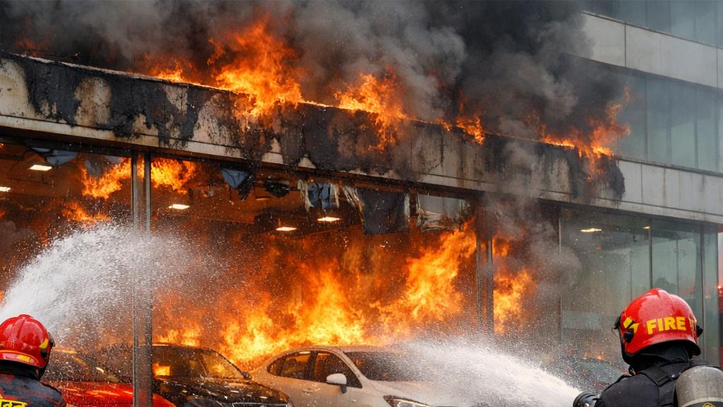 মধ্যরাতে কারওয়ান বাজারে গাড়ির শোরুমে অগ্নিকাণ্ড